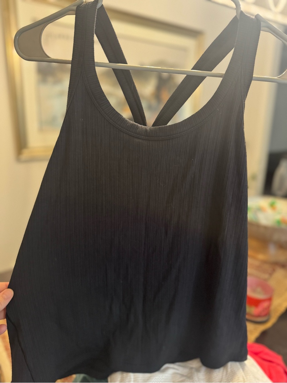 lululemon athletica Black Ribbed Crossback Tank Top